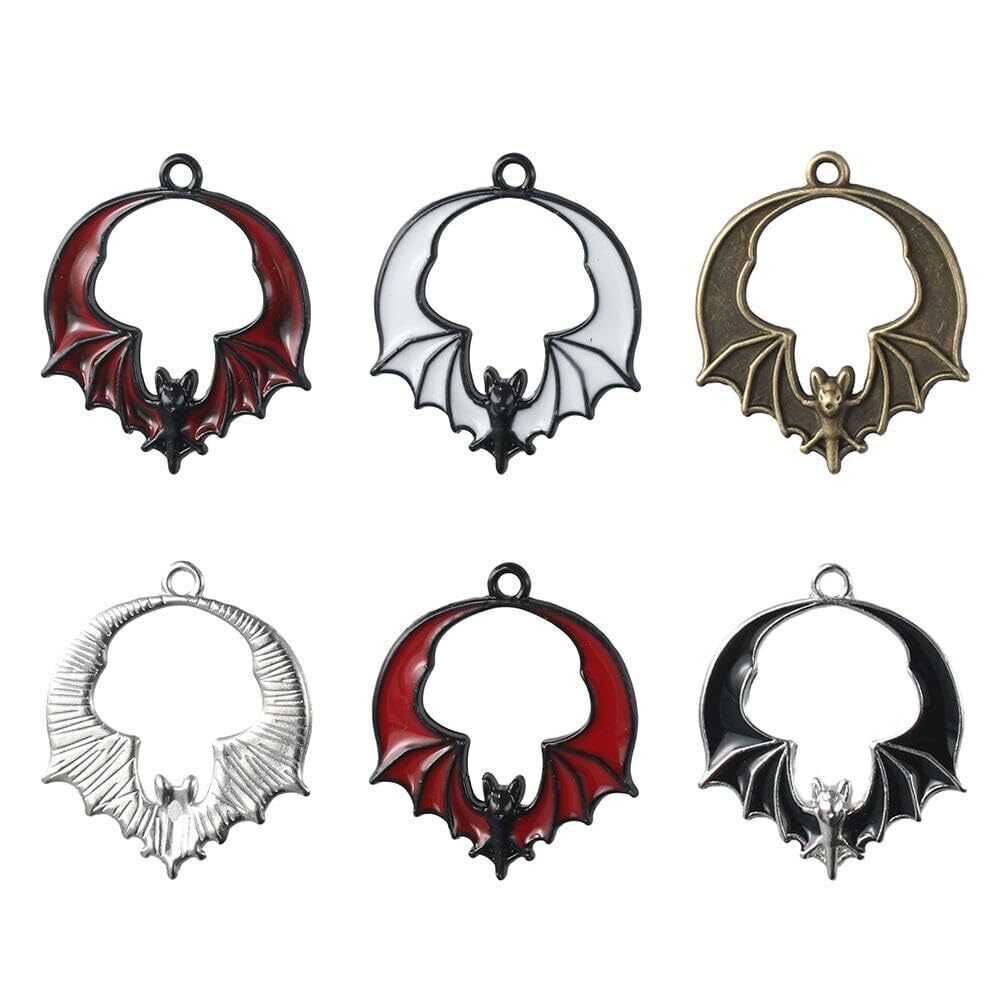 6403 35 Pcs Enamel Bat Charms, Retro Halloween Pendants Accessories Gothic